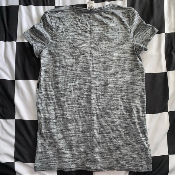 VS PINK. V-neck t-shirt.  Grey w/ black.  XS - Picture 2 of 8